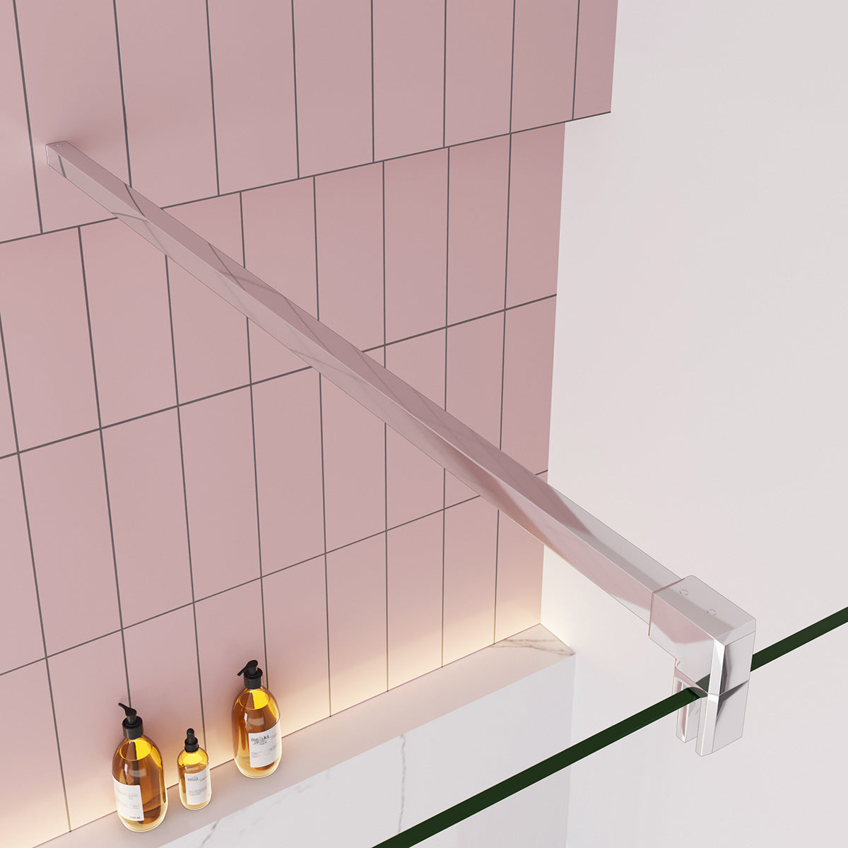 Walk in Duschwand Dusche Duschabtrennung Duschkabine mit Stabistange 110 cm H.200 cm 10mm Glas