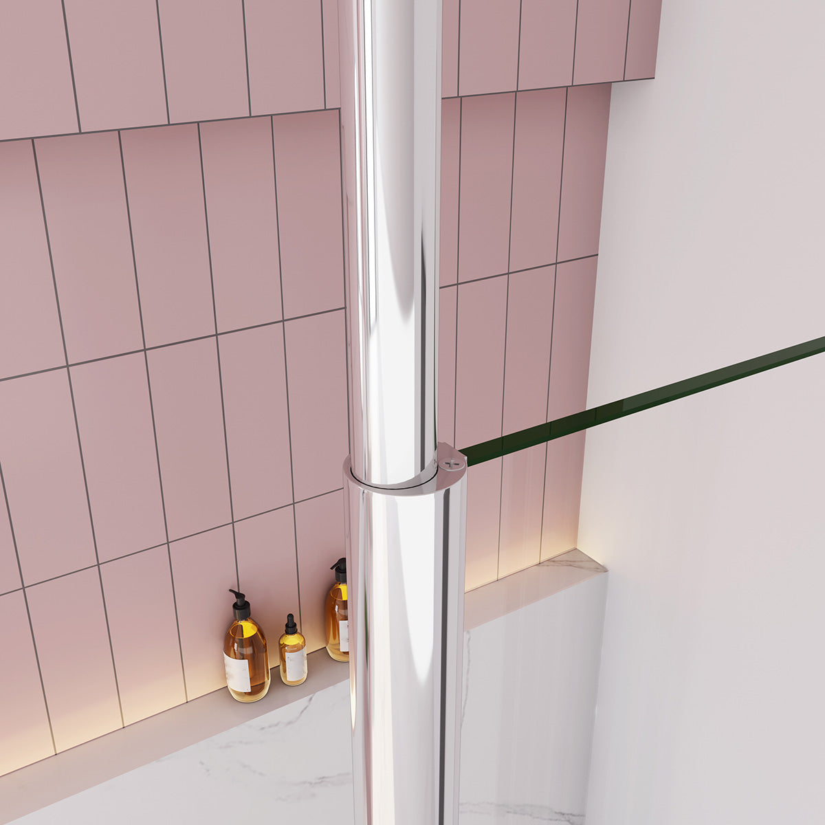 Walk in Duschwand Dusche Duschabtrennung 100 cm Höhe 200 cm 8mm Glas Glasschutzfolie Deckenstütze Duschkabine