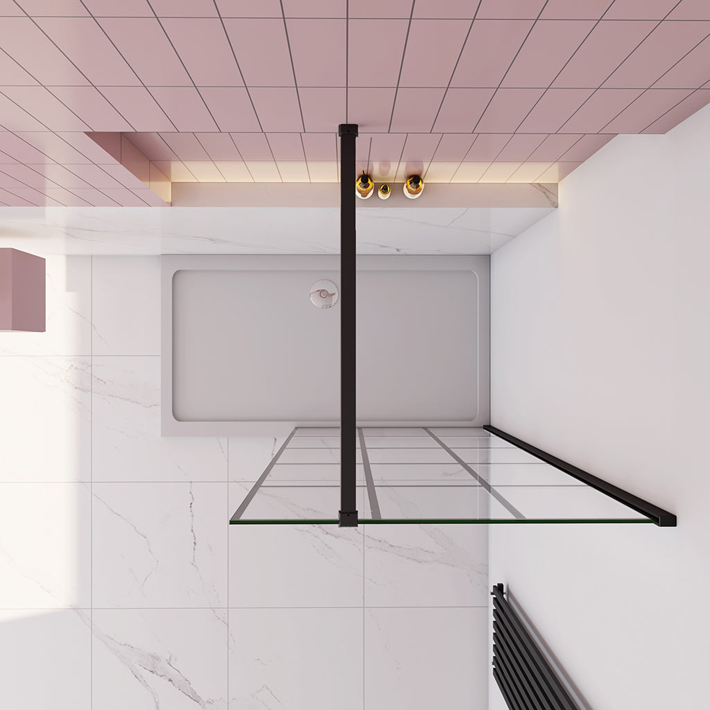 Walk In Dusche Duschabtrennung Duschwand 8mm NANO Glas 100 x H.200 cm mit 90cm Stabilisationsstange