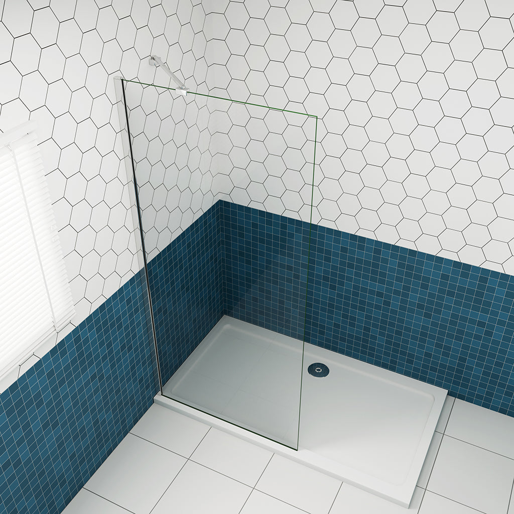 Glastrennwand Dusche 50x H.200 cm 8mm NANO Glas mit Stabilisationsstange