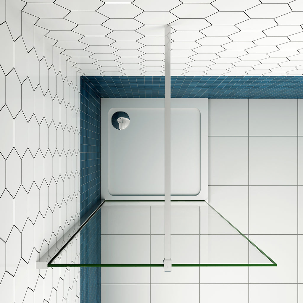 Glas-Trennwand Duschabtrennung für Dusche 50x H.200 cm 8mm NANO Glas mit 140cm Stabilisationsstange