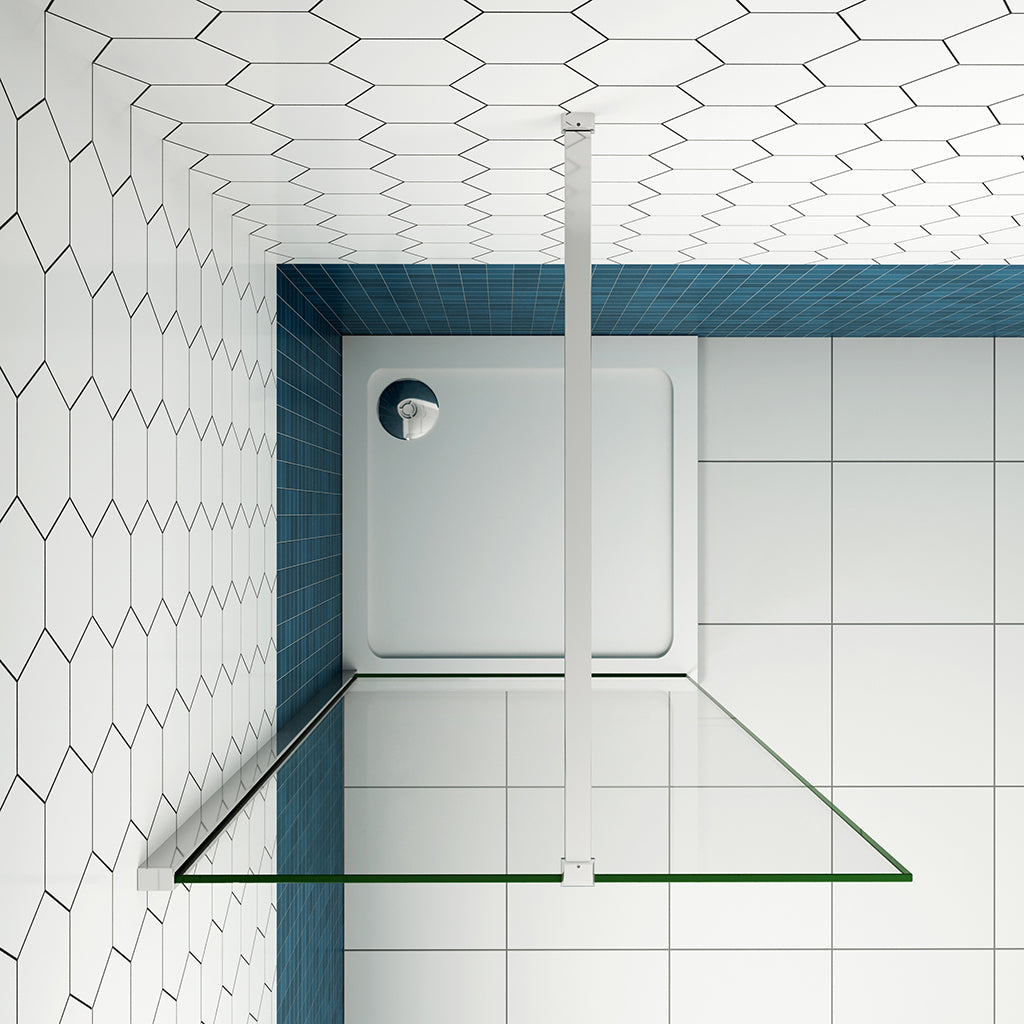 Walk In Duschwand Dusche Duschabtrennung 8mm NANO Glas 60 x H.200 cm mit 90cm Stabilisationsstange