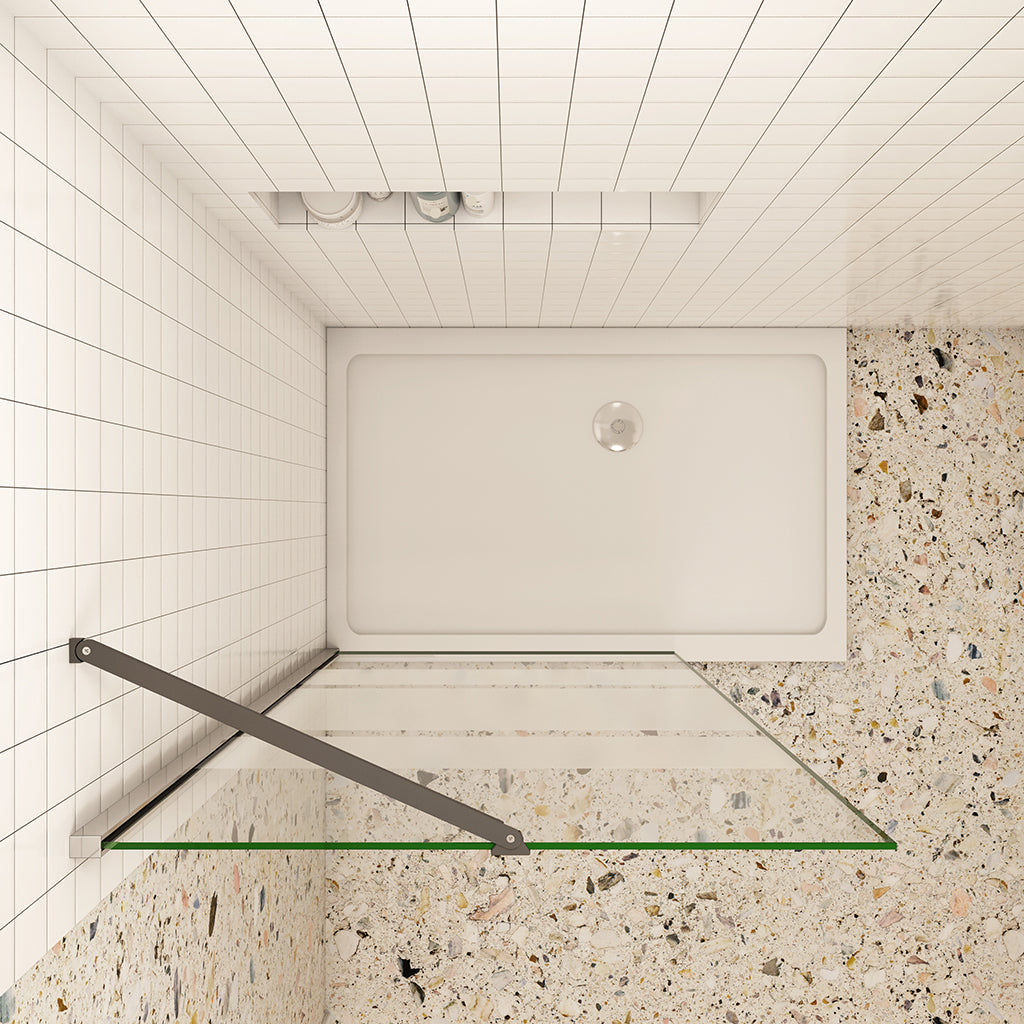 Walk In Duschkabine aus 6mm NANO Glas Dusche H.190cm Duschwand mit Stützstange
