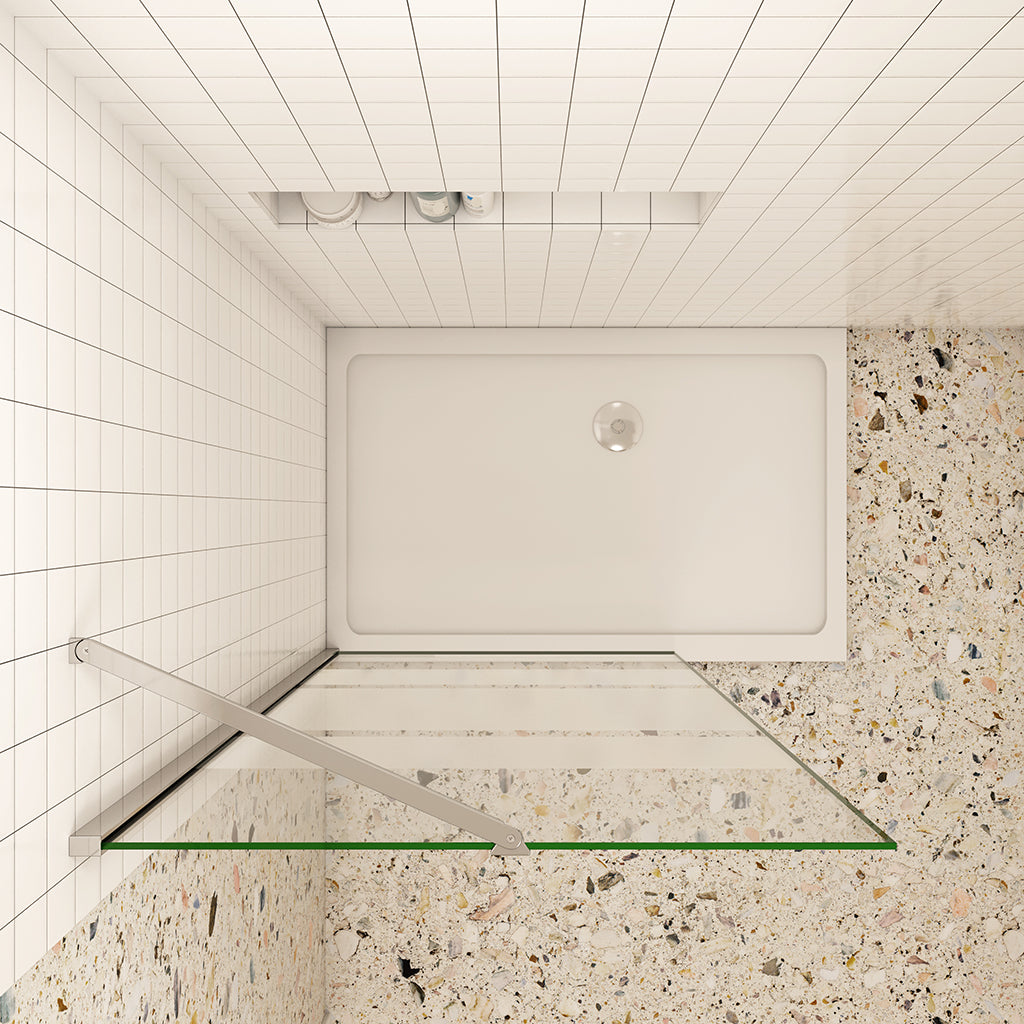 Walk In Duschkabine aus NANO Glas Dusche H.190cm glaswand mit Stützstange