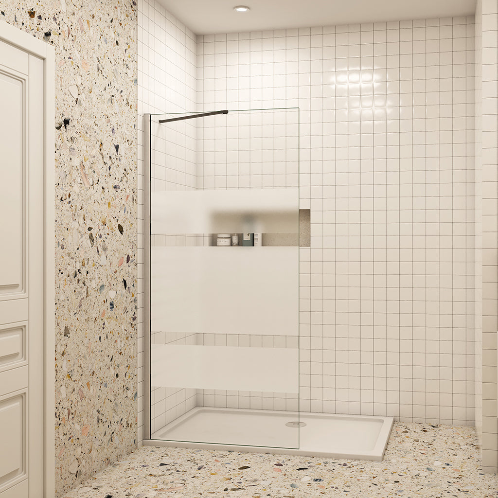 Walk In Duschkabine aus 6mm NANO Glas Dusche H.190cm Duschwand mit Stützstange