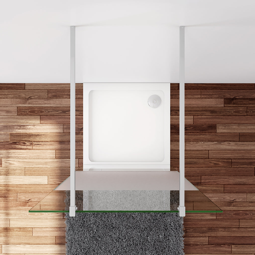 Duschkabine Duschwand 107.7 x 200 cm 8mm Glas mit Glasschutzfolie Stabistange 140 cm Glaswand