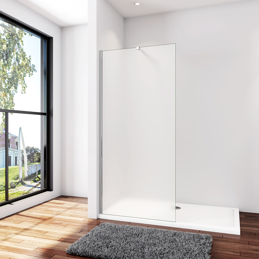 Walk In Duschwand Dusche 110 x H.200 cm 10mm Glas mit Glasschutzfolie Aluminium Stabistange 73-120 cm Duschhaus