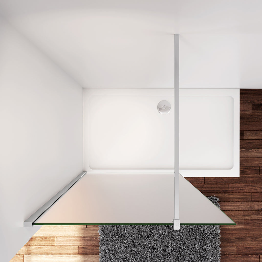 Walk In Dusche Duschwand 110 x H.200 cm 10mm Glas mit Glasschutzfolie Aluminium Stabistange 140 cm Duschhaus