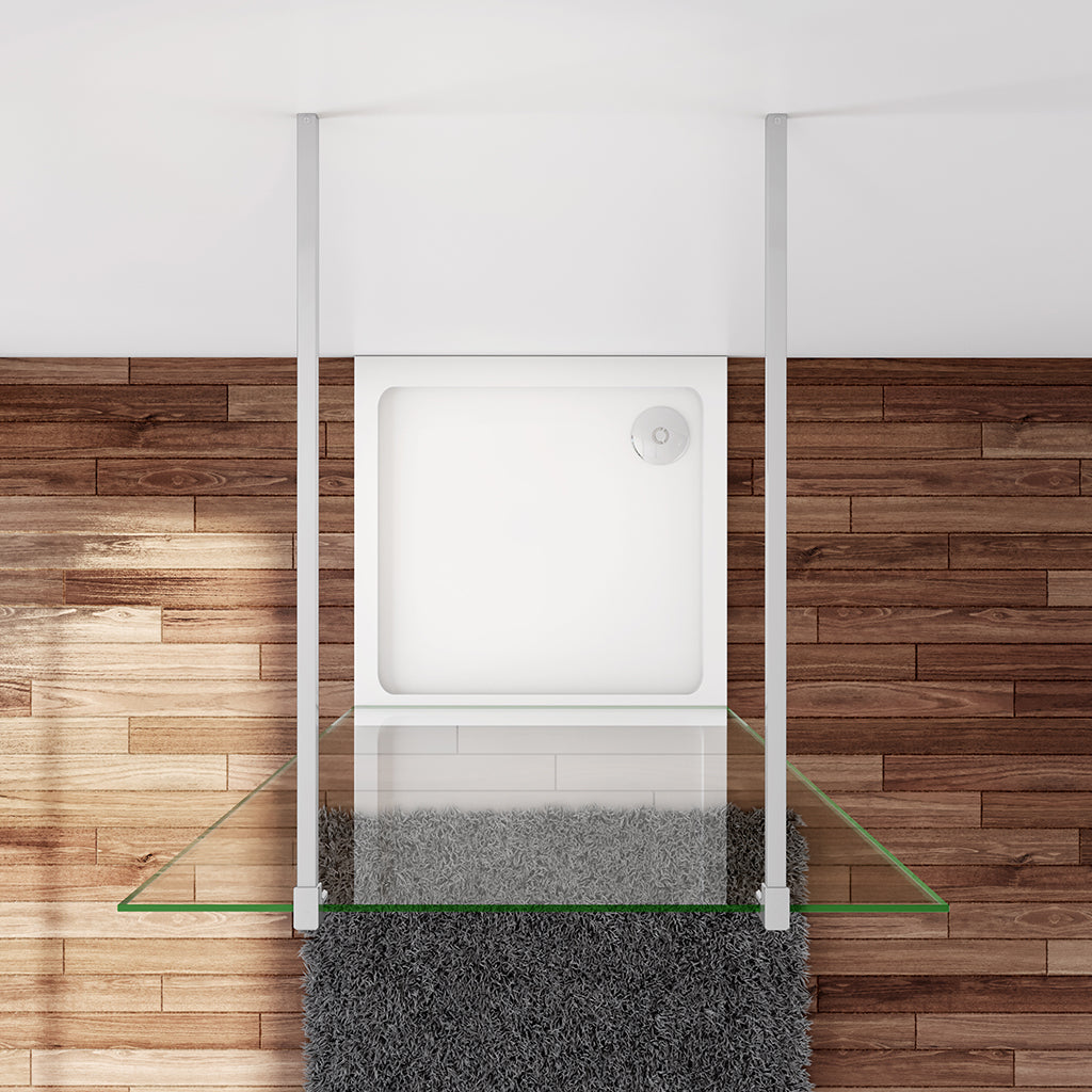 Walk In Dusche Duschwand 117.7 x H.200 cm 10mm NANO Glas Stabistange 140 cm Duschhaus