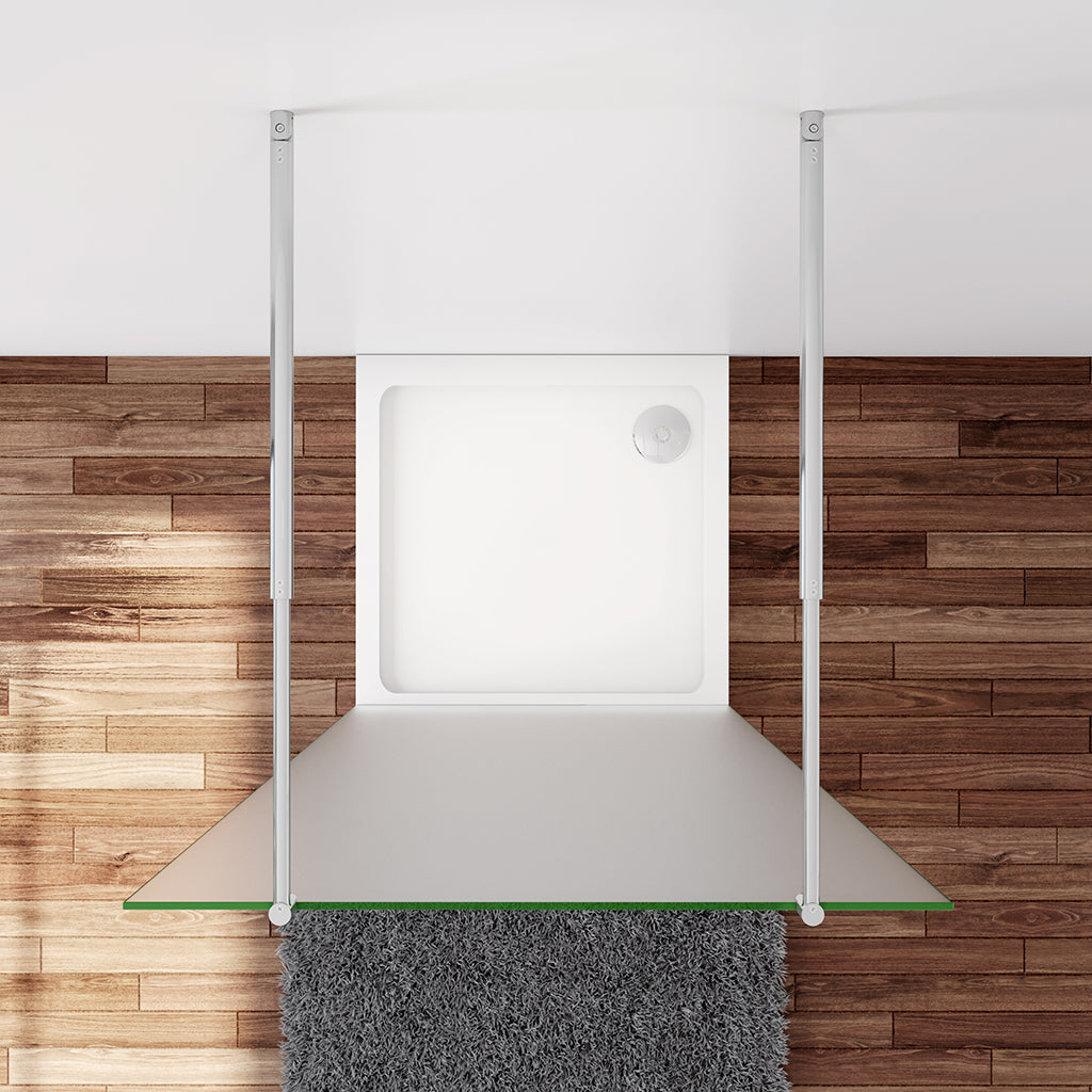 Walk In Duschwand Dusche 117.7 x 200 cm 10mm Glas mit Glasschutzfolie Stabistange 70-120cm
