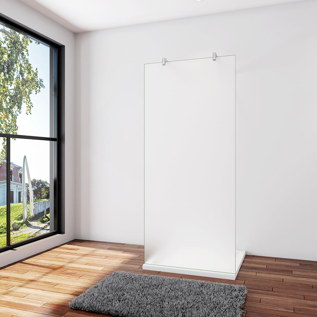 Duschwand Duschabtrennung 117.7 x H.200 cm 10mm Glas mit Glasschutzfolie Stabistange 140 cm Duschhaus