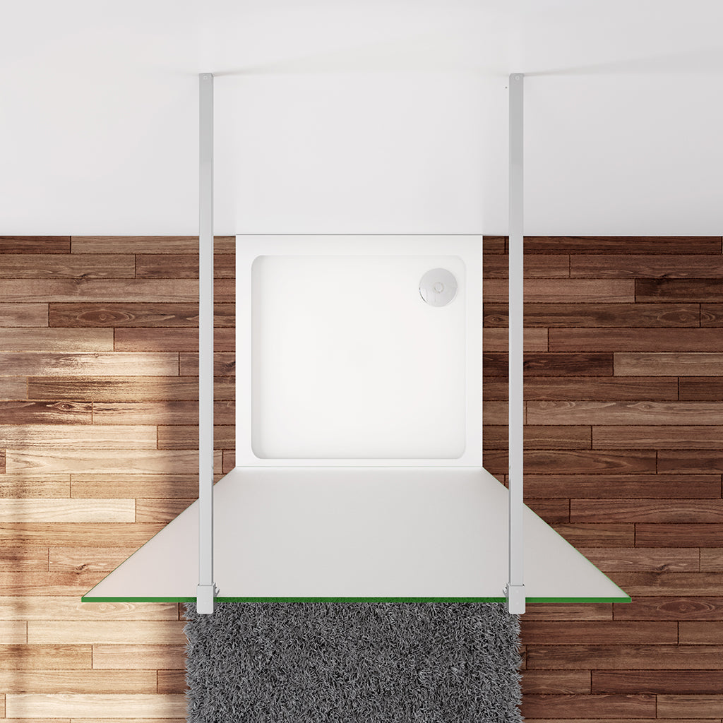 Duschwand Duschabtrennung 117.7 x 200 cm 10mm Glas mit Glasschutzfolie Stabistange 140 cm Duschhaus