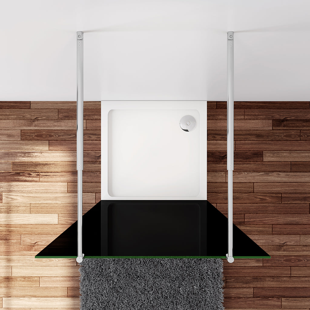 Duschkabine Duschwand 117.7 x H.200 cm 10mm Glas mit Glasschutzfolie Stabistange 70-120cm Duschhaus