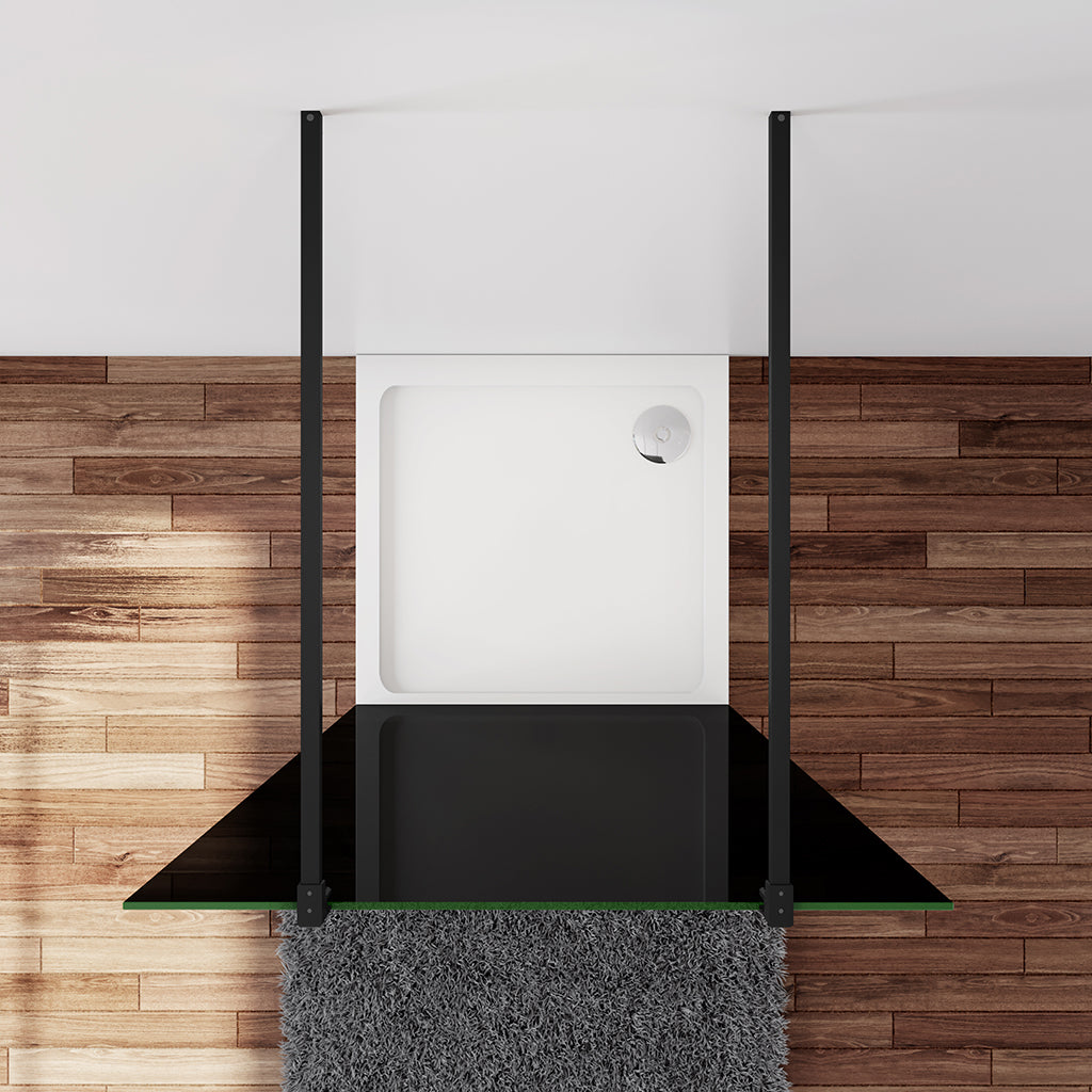 Duschkabine Duschwand 117.7 x 200 cm 8mm Glas mit Glasschutzfolie Stabistange 140 cm Duschhaus