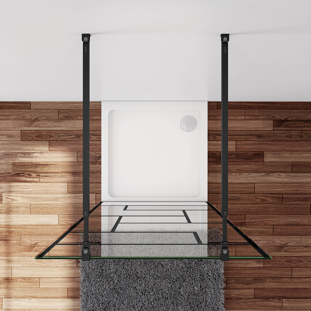 Walk In Duschtrennwand 117.7 x H.200 cm 8mm NANO Glas Stabistange 73-120 cm Duschhaus