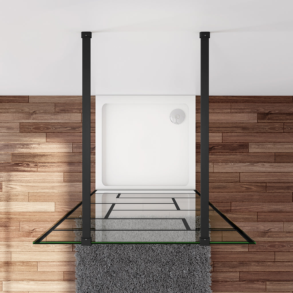 Walk In Dusche Duschwand 117.7 x 200 cm 8mm NANO Glas Stabistange 90 cm Duschhaus
