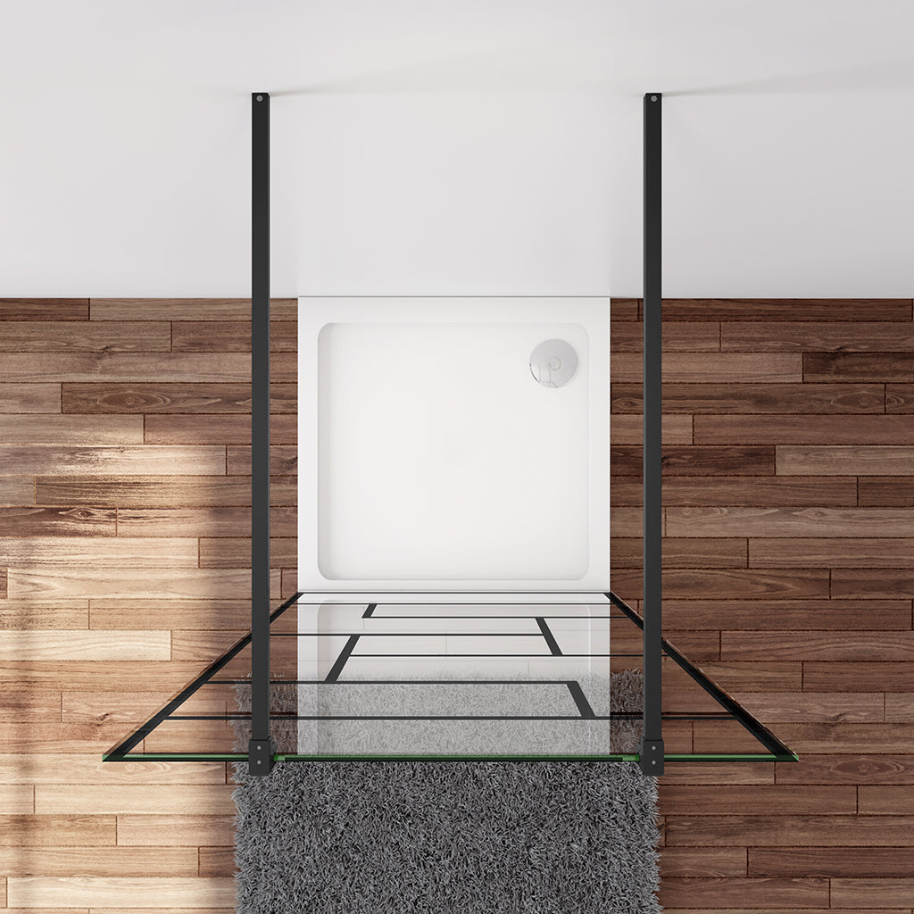 Duschabtrennung Duschwand 117.7 x 200 cm 8mm NANO Glas Stabistange 140 cm Duschwänd