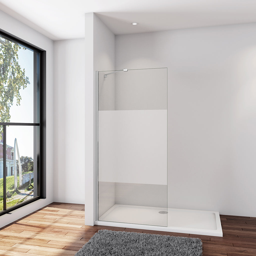 Duschwand Duschabtrennung 120 x H.200 cm 8mm Glas mit Glasschutzfolie Aluminium Duschhaus