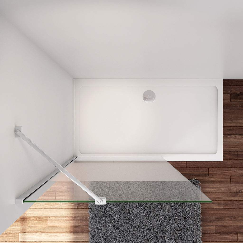 Duschabtrennung Duschwand 120 x H.200 cm 8mm Glas mit Glasschutzfolie Aluminium Duschhaus