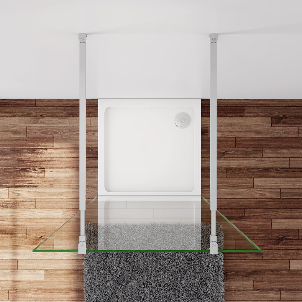 Duschwand Duschabtrennung Duschhaus 127.7 x H.200 cm 10mm NANO Glas Stabistange 73-120 cm