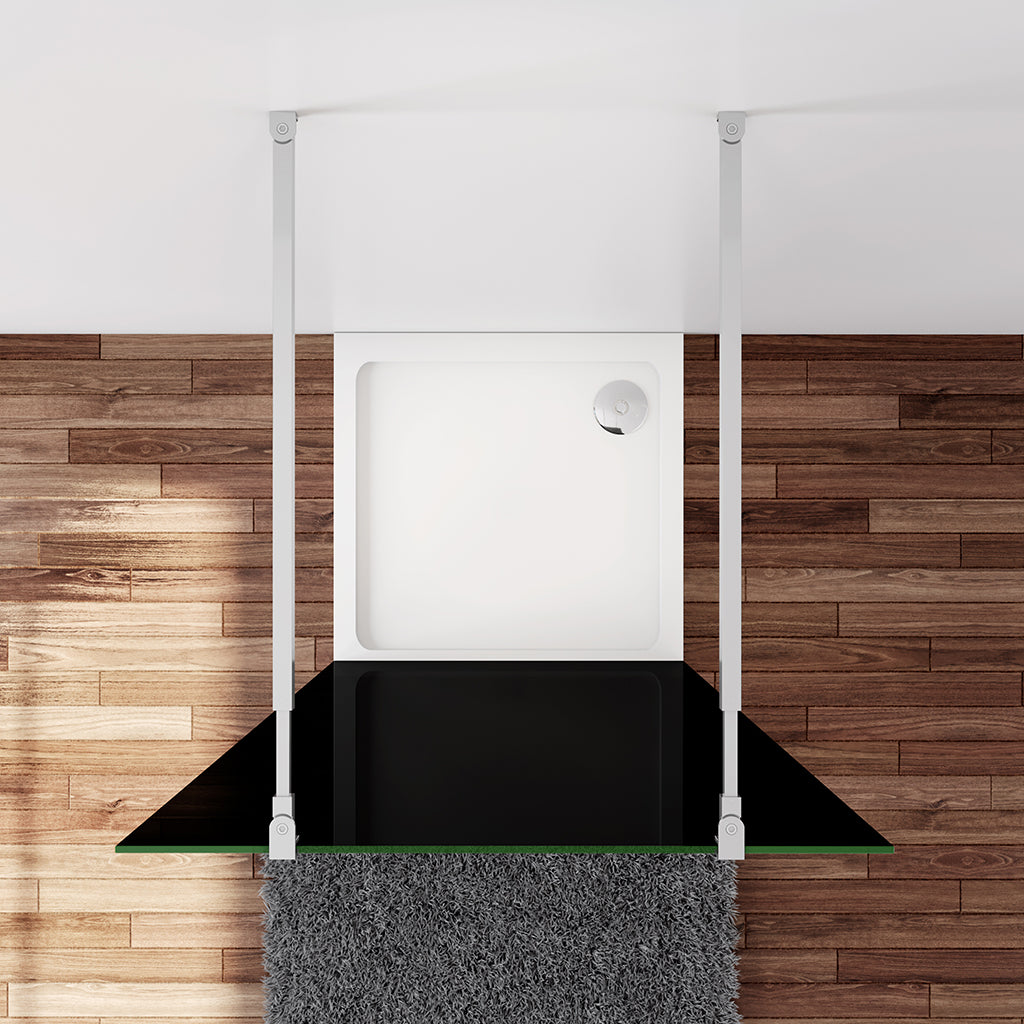 Duschabtrennung Duschwand 137.7 x 200 cm 10mm Glas mit Glasschutzfolie Stabistange 73-120 cm Duschhaus