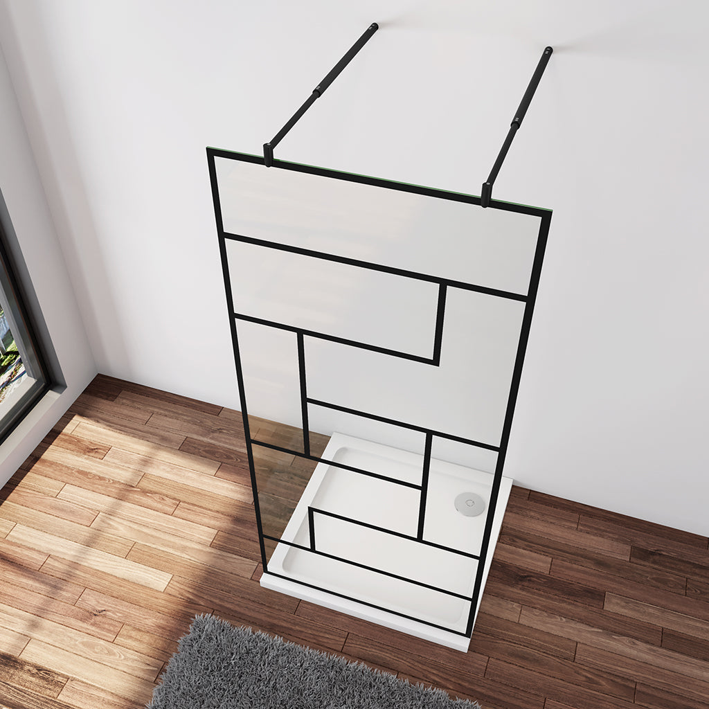 Duschabtrennung Duschwand 137.7 x 200 cm 8mm NANO Glas Stabistange 70-120cm Duschwänd