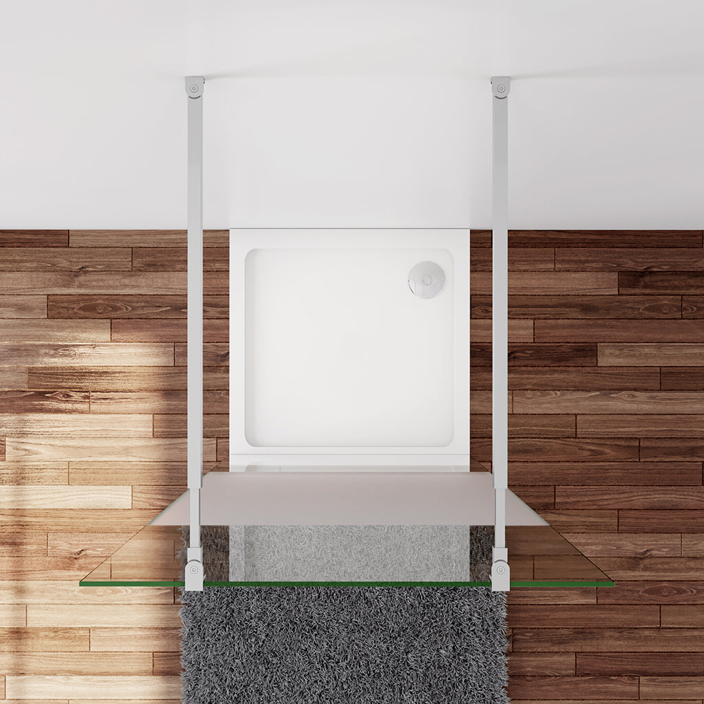 Duschwand Duschabtrennung 67.7 x H.200 cm 8mm Glas mit Glasschutzfolie Stabistange 73-120 cm Duschhaus