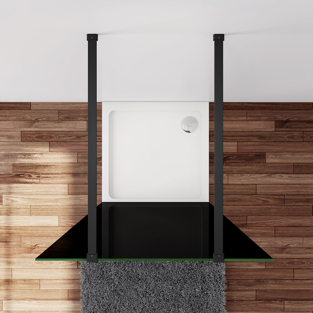 Walk In Duschtrennwand 77.7 x 200 cm 8mm Glas mit Glasschutzfolie Stabistange 90 cm Glaswand