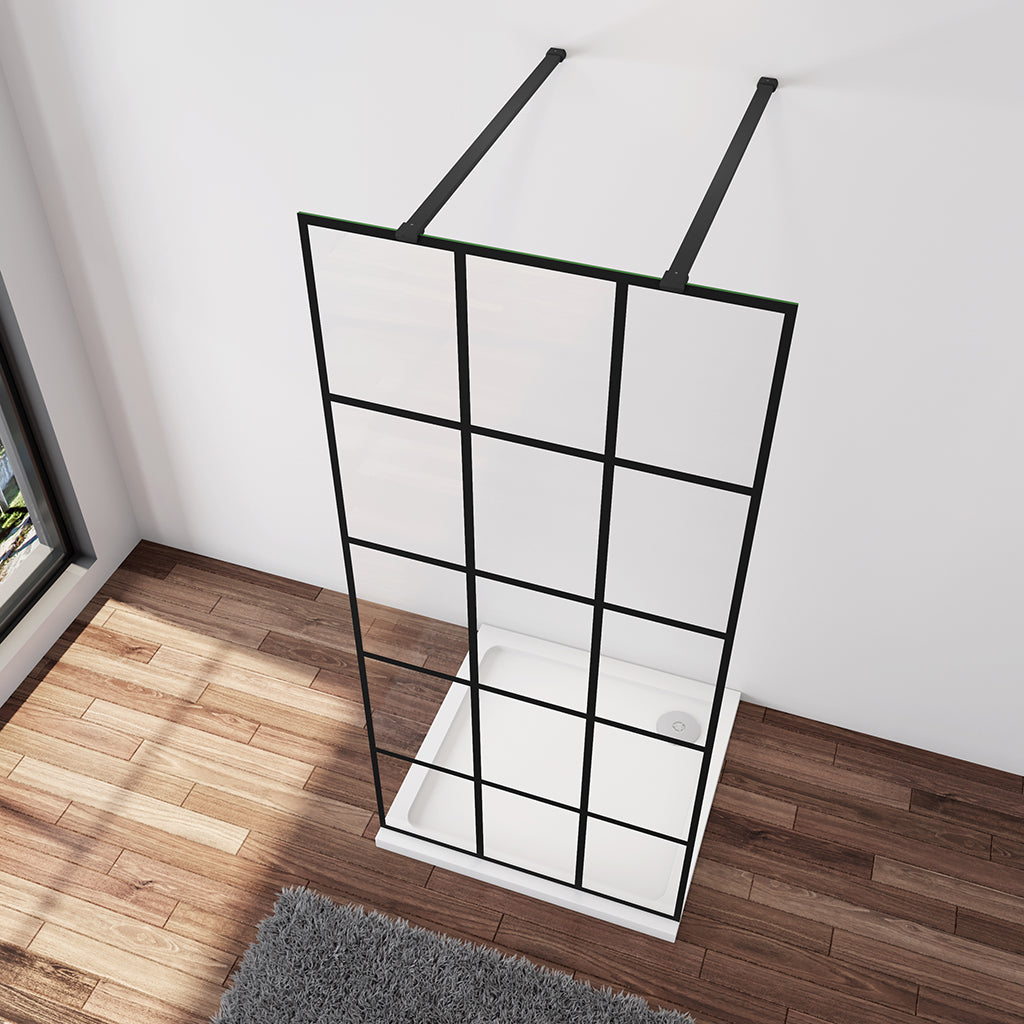 Duschabtrennung Duschwand 77.7 x 200 cm 8mm NANO Glas Stabistange 90 cm Duschwänd