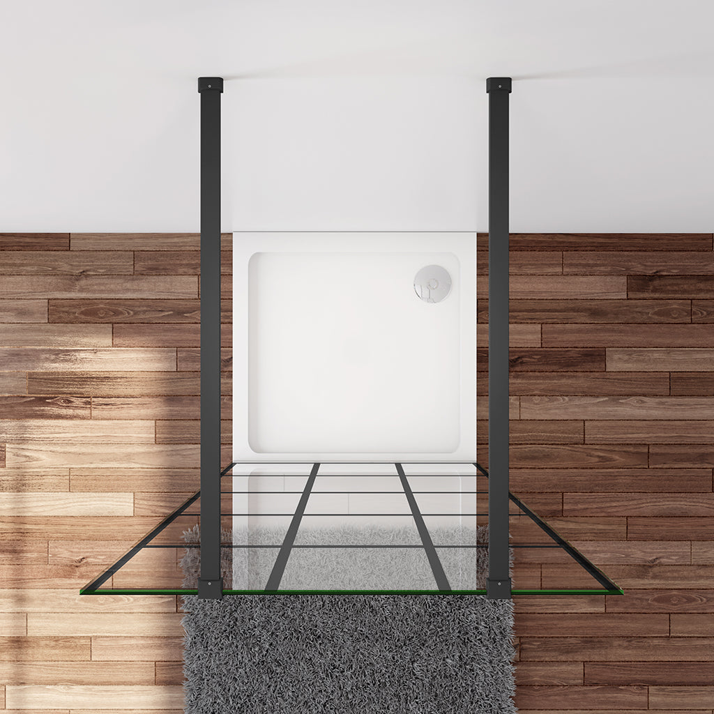 Duschabtrennung Duschwand 77.7 x 200 cm 8mm NANO Glas Stabistange 90 cm Duschhaus