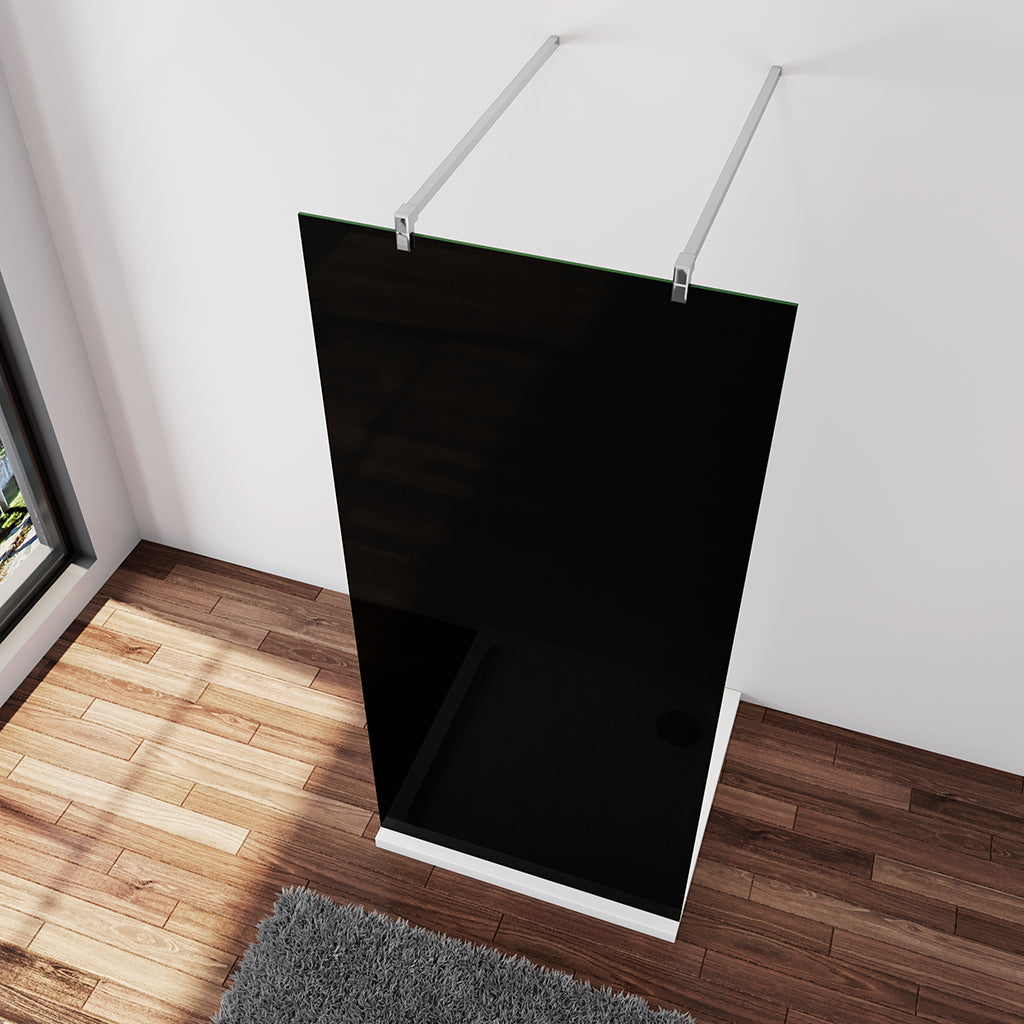 Walk In Dusche Duschwand 97.7 x H.200 cm 10mm Glas mit Glasschutzfolie Stabistange 140 cm Duschhaus