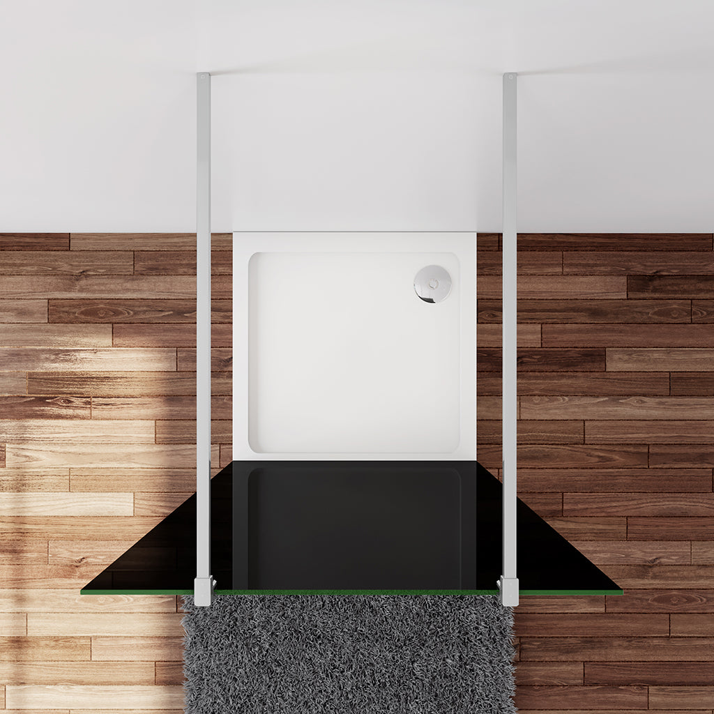 Duschwand Duschabtrennung 97.7 x H.200 cm 10mm Glas mit Glasschutzfolie Stabistange 140 cm Duschhaus
