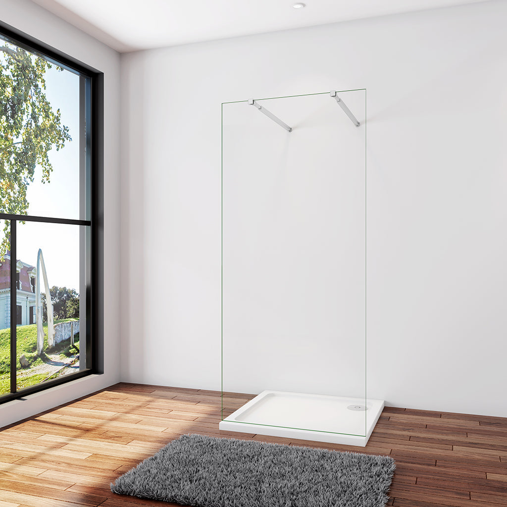 Walk In Duschwand Dusche 97.7 x H.200 cm 8mm NANO Glas Stabistange 73-120 cm Duschhaus