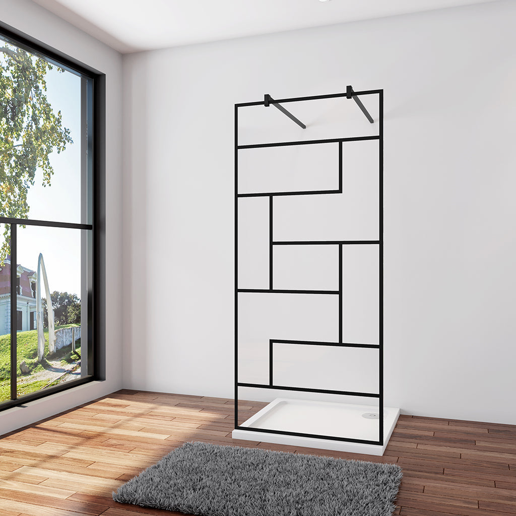 Walk In Duschtrennwand 97.7 x 200 cm 8mm NANO Glas Stabistange 140 cm Glaswand