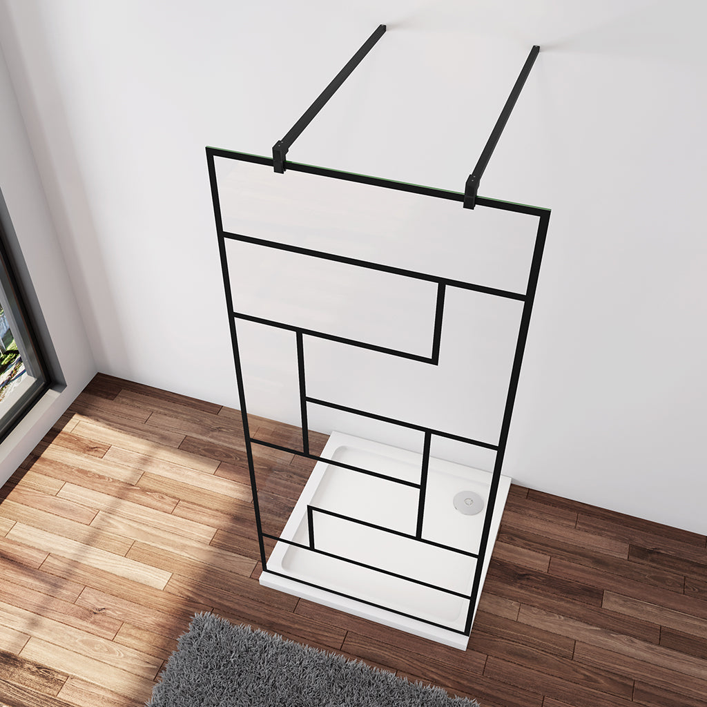 Walk In Duschtrennwand 97.7 x 200 cm 8mm NANO Glas Stabistange 140 cm Duschhaus