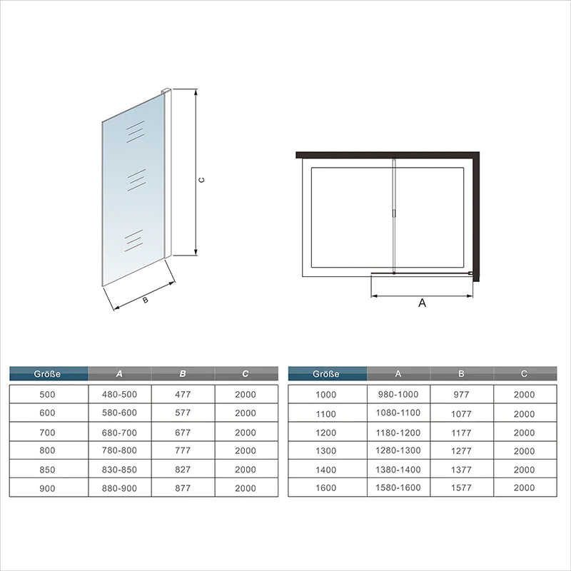 Walk-In Duschen Duschkabine duschwand Glas dusche