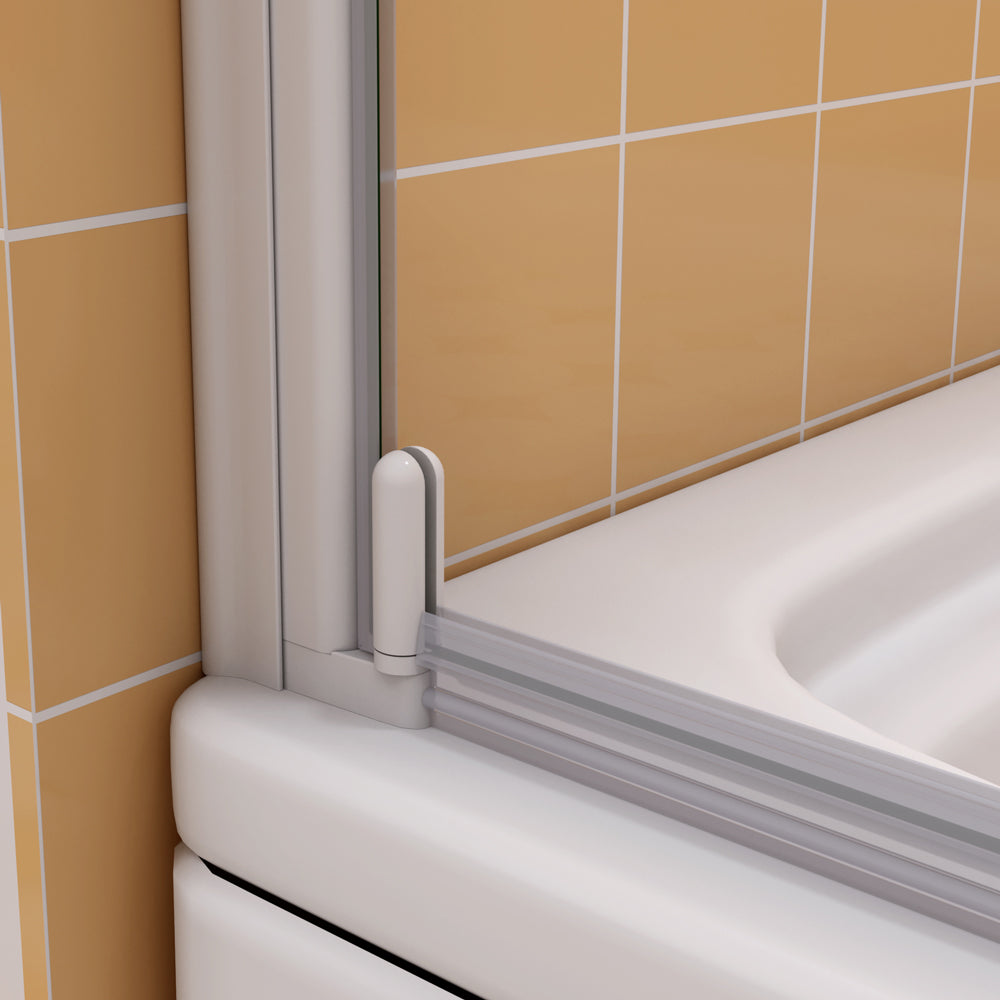 Badewannenaufsatz 4 mm Glas 75 cm Matt Grauweiß Duschwand für Badewanne Dusche H.140 cm