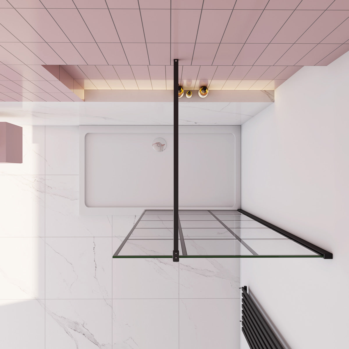 Walk in Duschwand 120 cm Glasstärke 8mm mit Stabistange Dusche Duschabtrennung Duschkabine