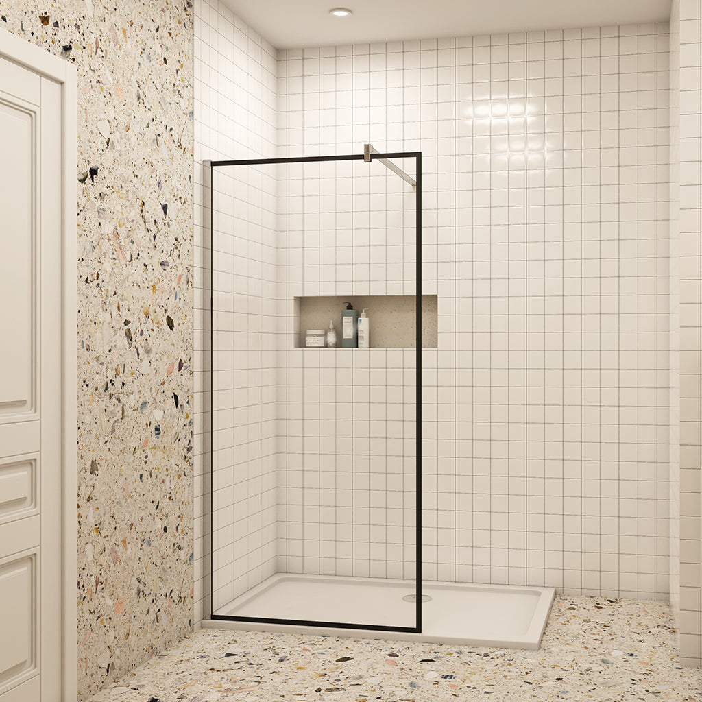 Duschkabine Walk in Duschwand+Stabilisierungsstange Dusche 8mm NANO Glas H. 200 cm