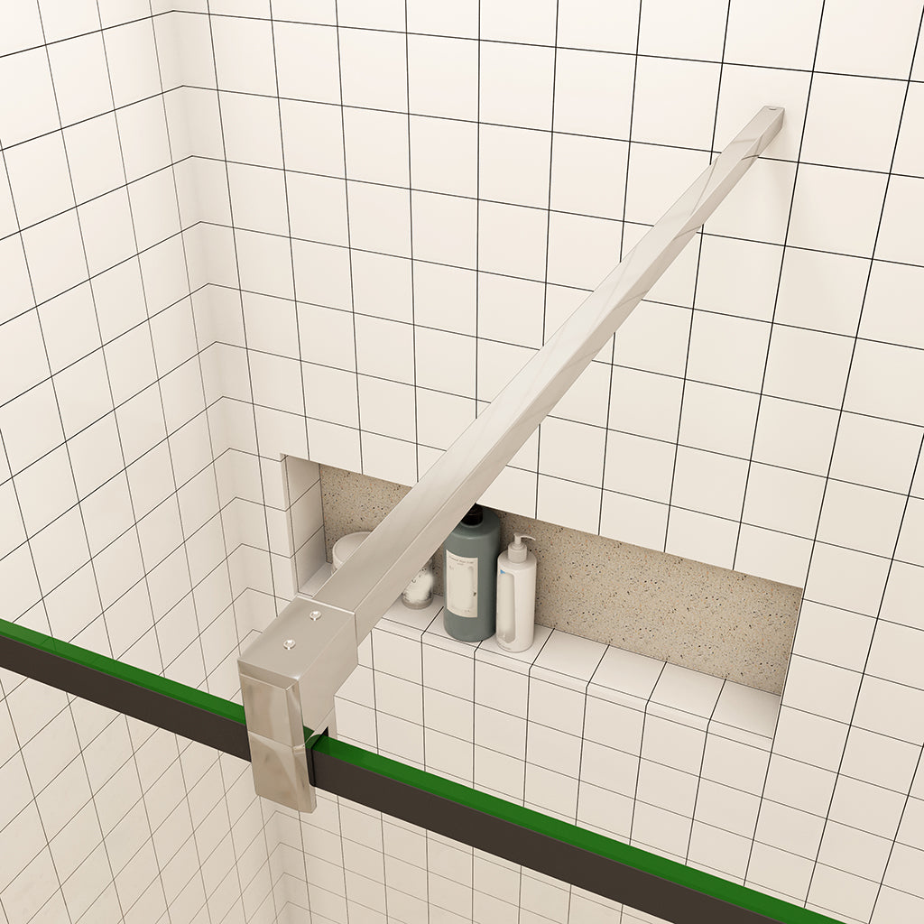 Duschkabine Walk in Duschwand+Stabilisierungsstange Dusche 8mm NANO Glas H. 200 cm