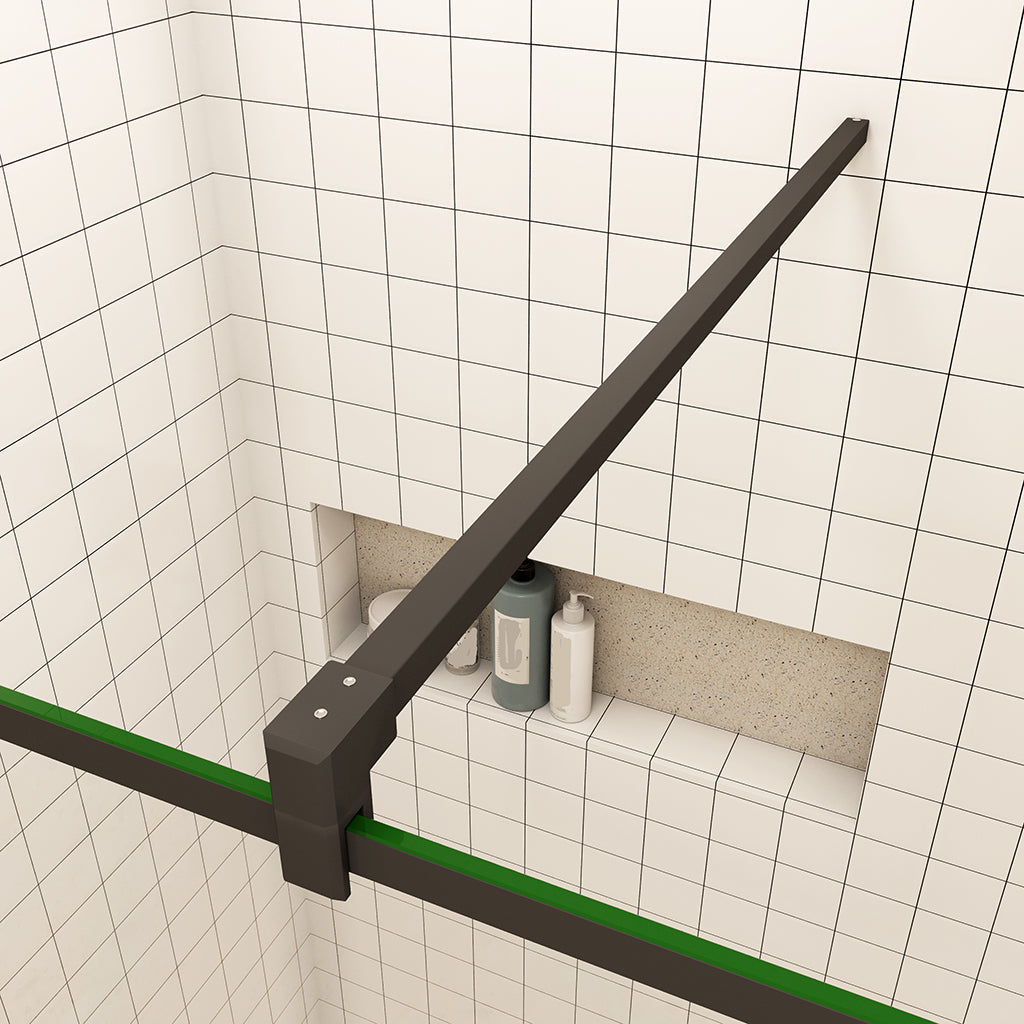 Duschkabine Walk in Duschwand Dusche 8mm NANO Glas H. 200 cm Schwarz