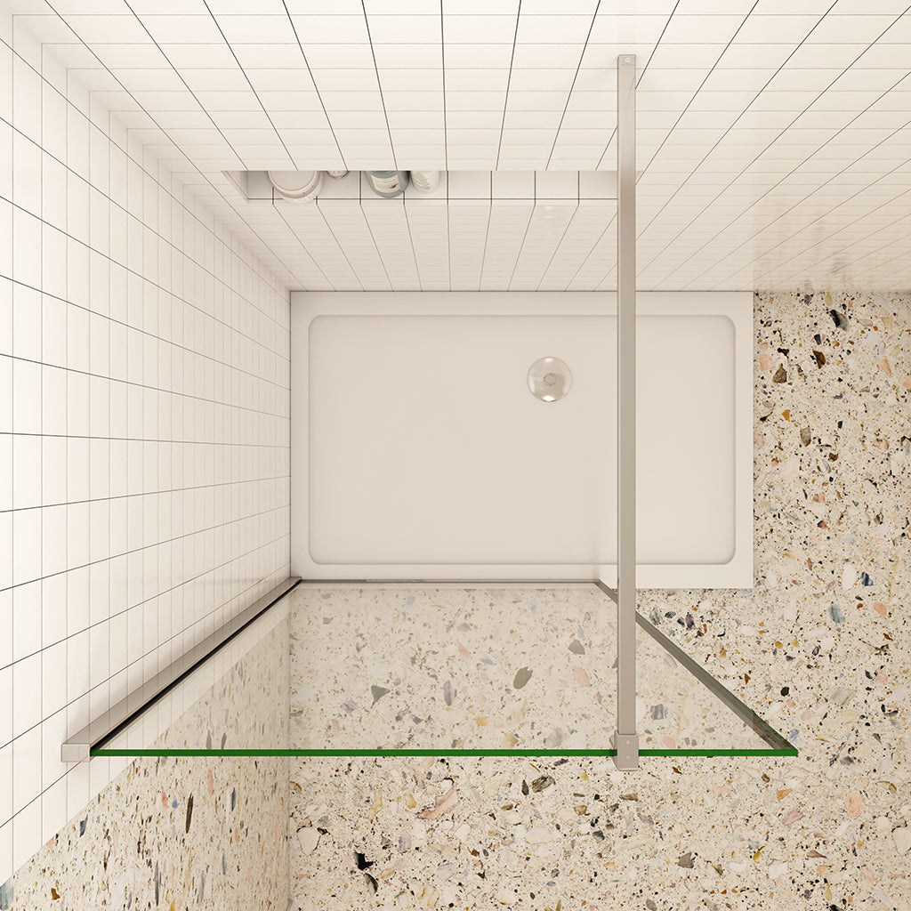 Duschkabine Walk in Duschwand+Stabilisierungsstange Dusche 8mm NANO Glas H. 200 cm