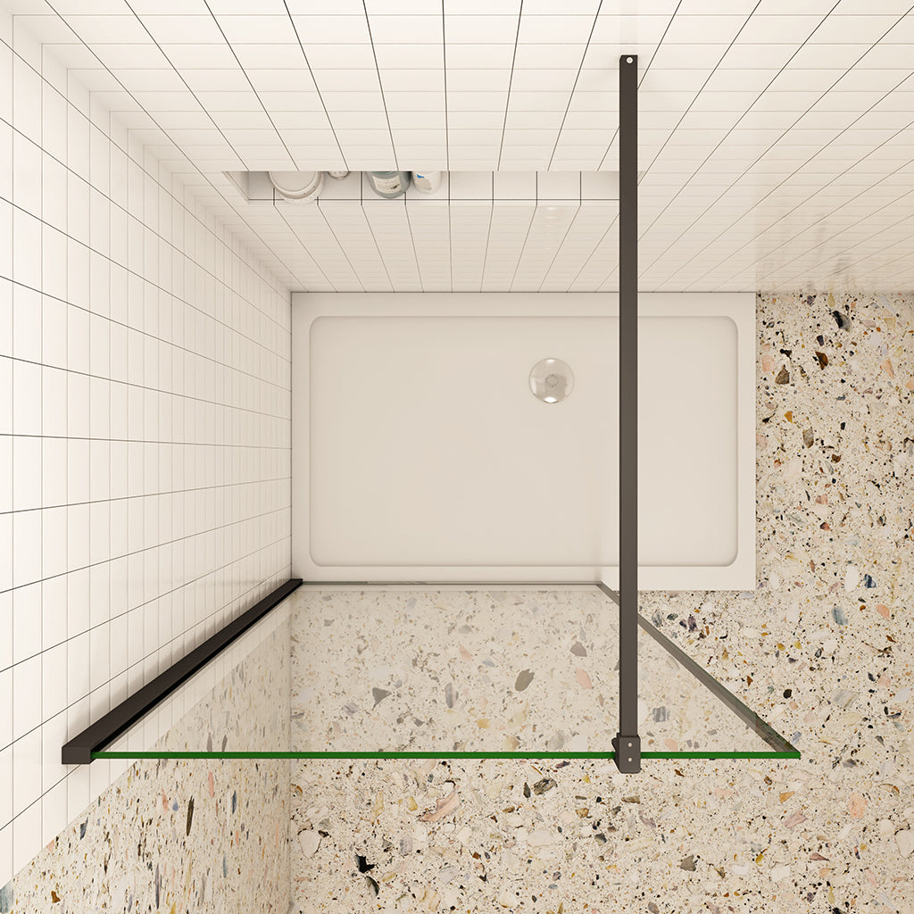 Duschkabine Walk in Duschwand Dusche 8mm NANO Glas H. 200 cm Schwarz