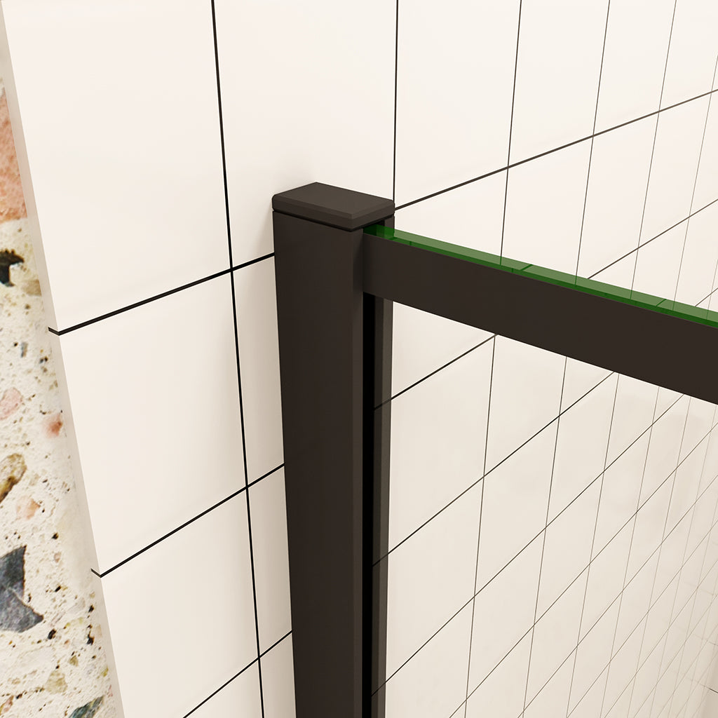 Duschkabine Walk in Duschwand Dusche 8mm NANO Glas H. 200 cm Schwarz
