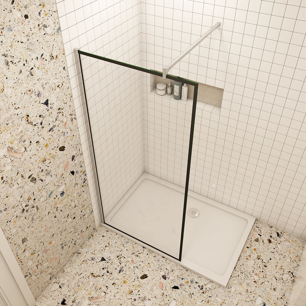 Duschkabine Walk in Duschwand+Stabilisierungsstange Dusche 8mm NANO Glas H. 200 cm
