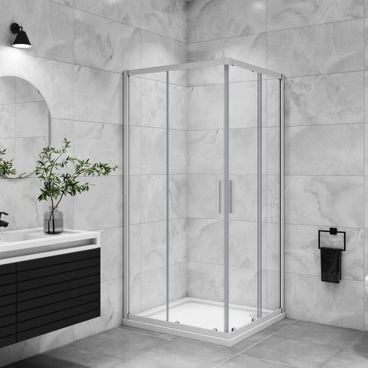Eckeinstieg Dusche Duschabtrennung Gerahmte 90x90 cm Höhe 185cm Glas
