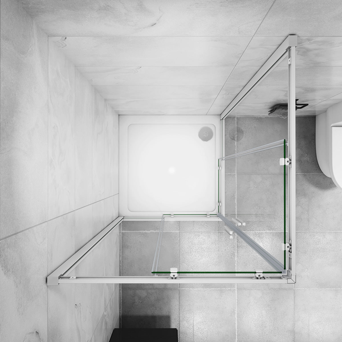 Duschabtrennung Eckeinstieg 100x100 cm Höhe 185cm Glas Gerahmte Dusche