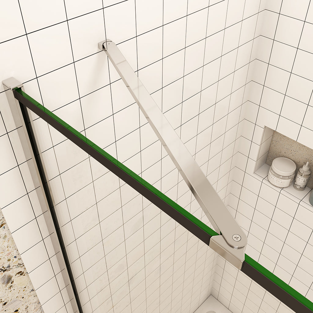 Walk In Duschkabine aus 8mm NANO Glas Dusche glaswand mit Stützstange