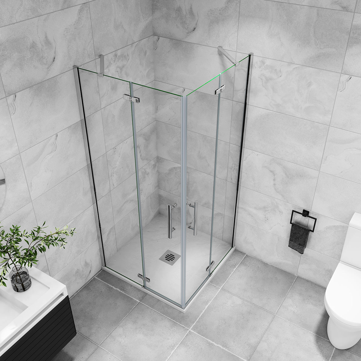Eckeinstieg Dusche Duschabtrennung 90x90 cm Höhe 195cm Duschkabine