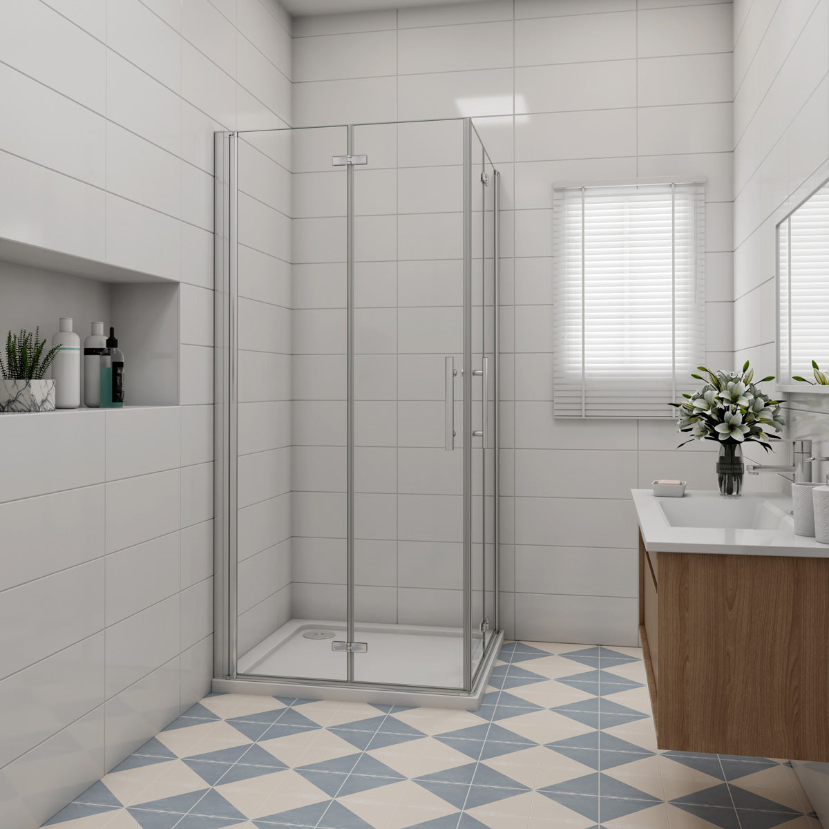 Eckeinstieg 110x110 cm Höhe 195cm Faltbar+Drehbar Dusche Duschabtrennung Duschkabine